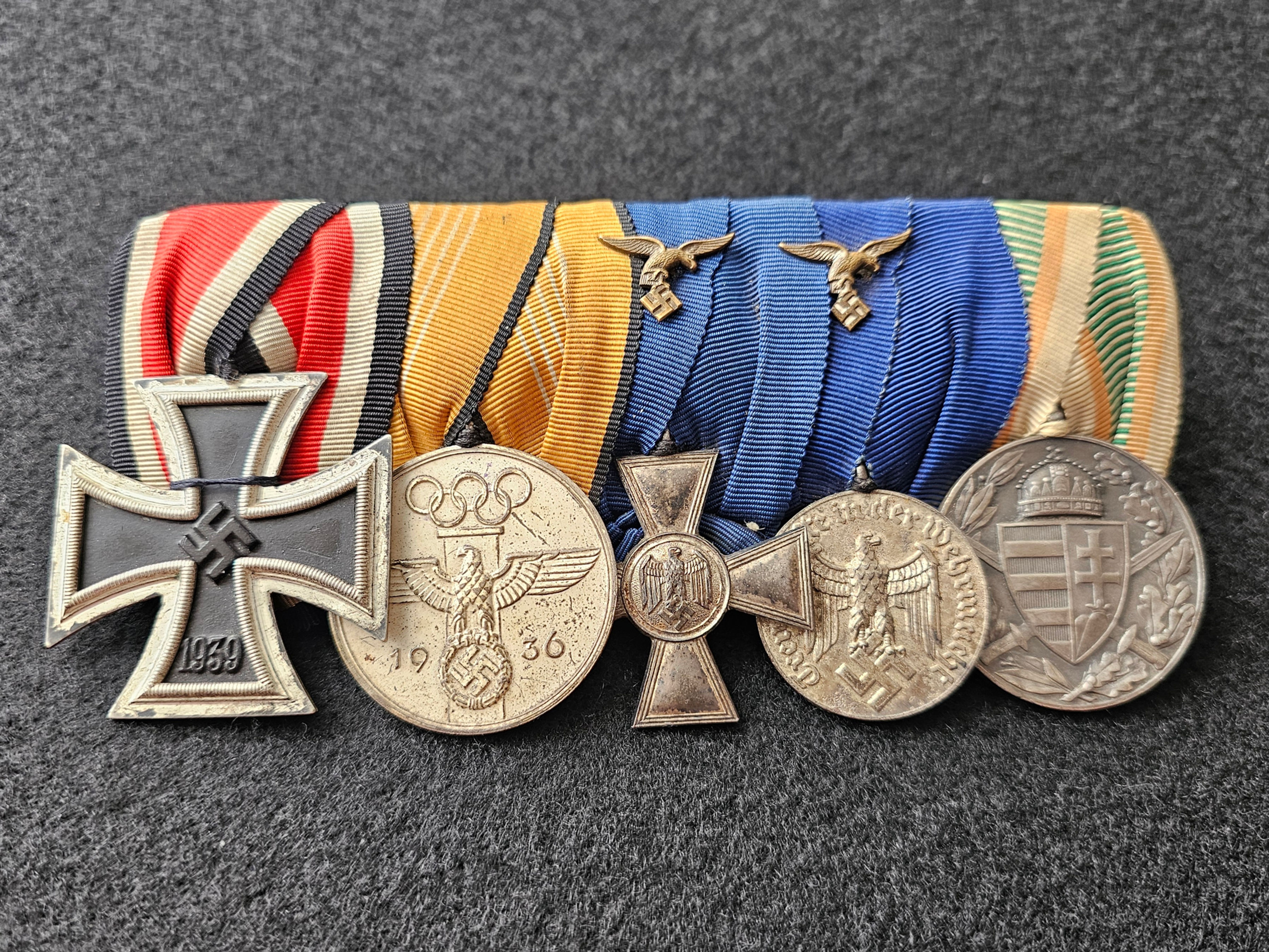 Luftwaffe 5 place medal bar with Olympic Games Medal.