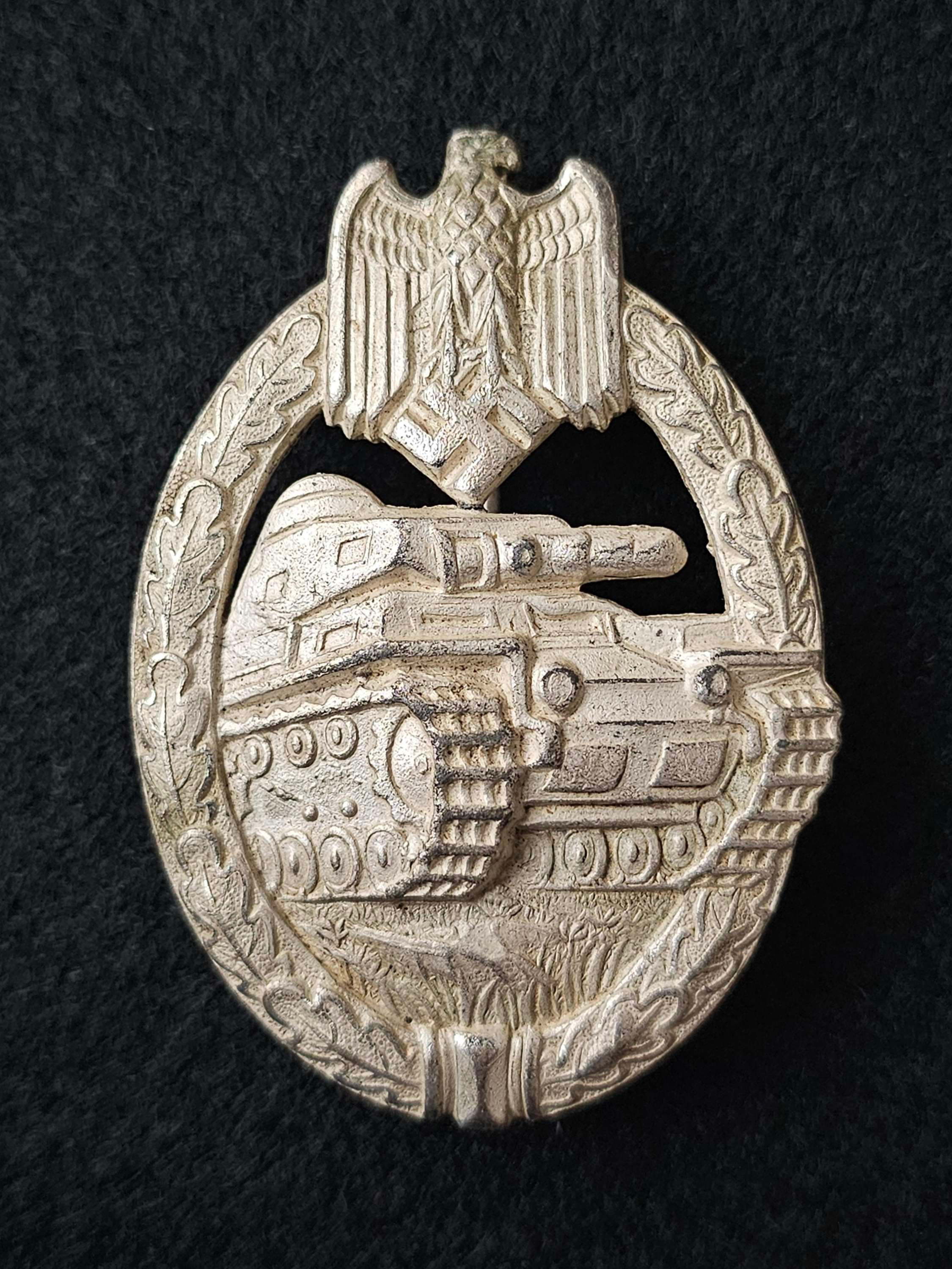 Panzer assault badge in silver by F.W. Assmann & Sohn, "A"