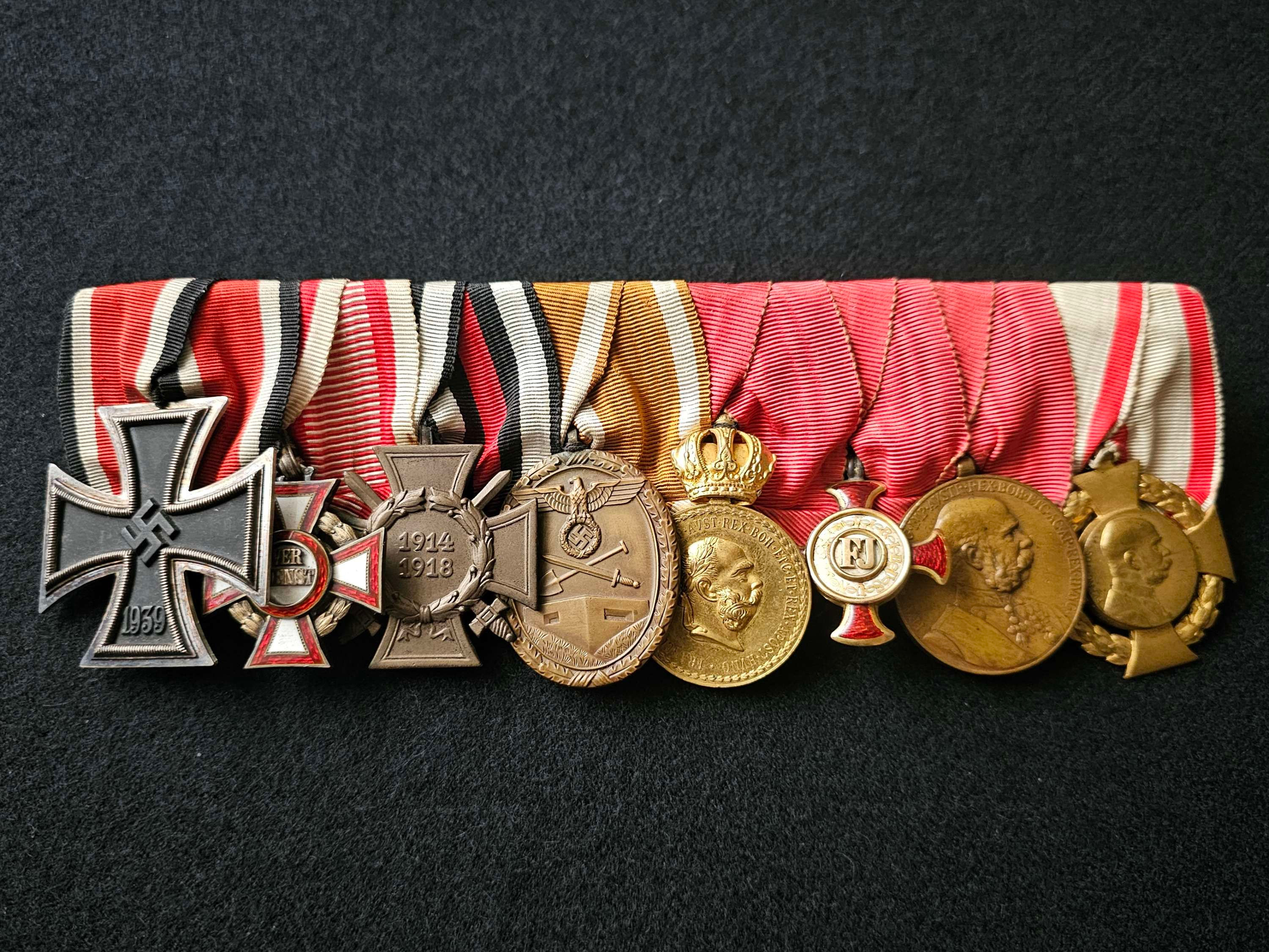 Medal bar with 8 medals, from pre-ww1 period till ww2