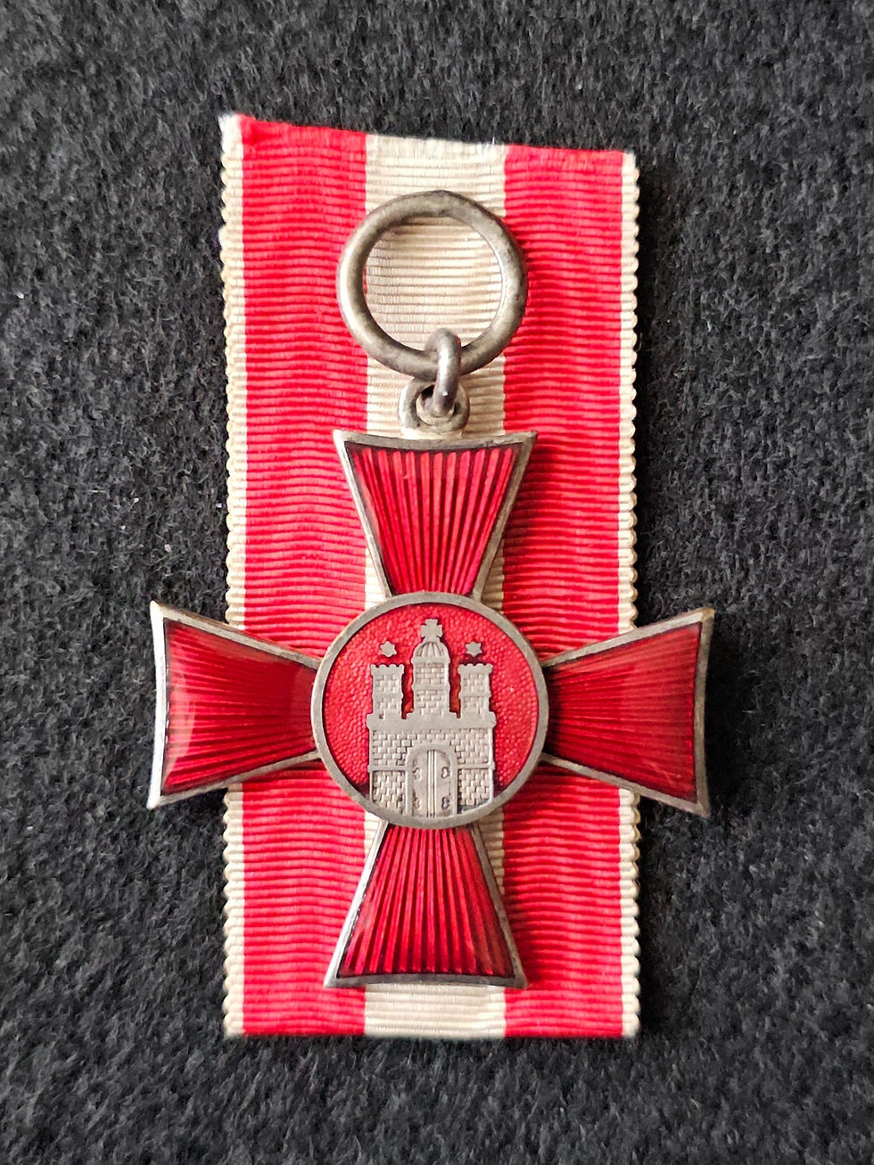 Imperial German Hamburg Hanseatic Cross 1914-1918 with Ribbon