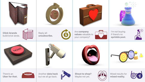 Icons in both 3D and 2D used as part of a trend booklet design