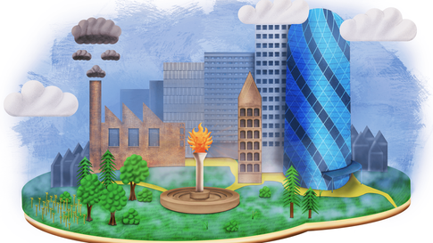 Digital drawing for a narrative showing the main setting of the story