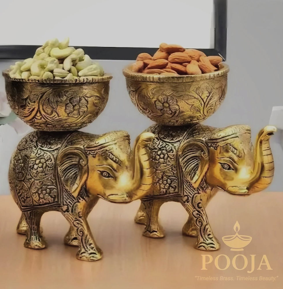 brass elephant serving bowl handcrafted