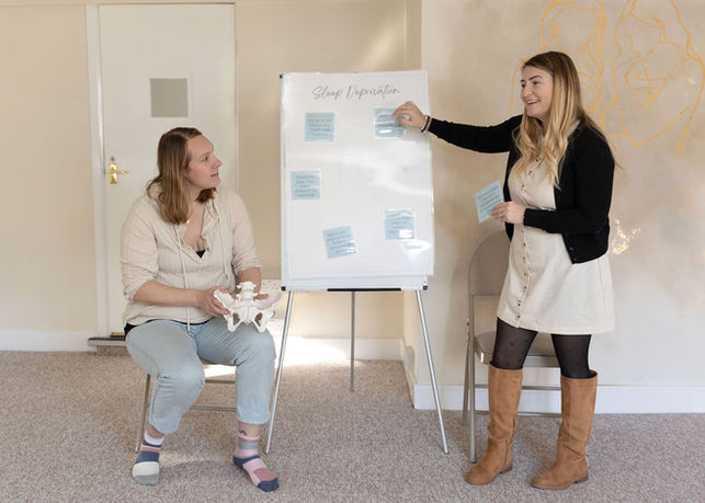 Vicky and melissa teaching group antenatal classes in warwick