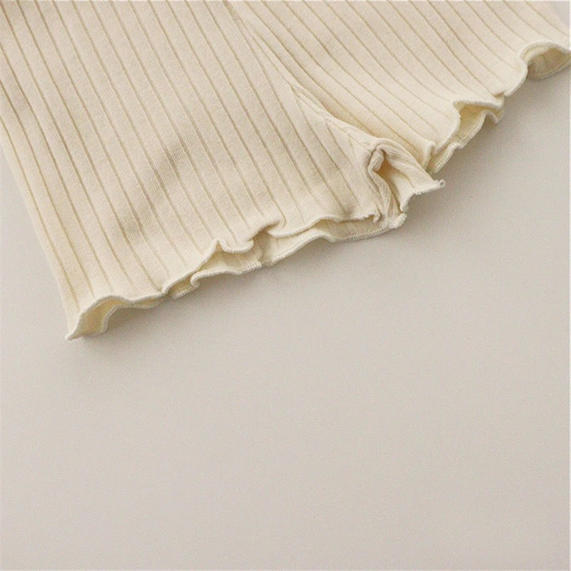 Thumbnail: Soft Frill Ribbed Vest & Short Set in Beige