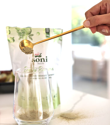 Daily balance blend being added to glass