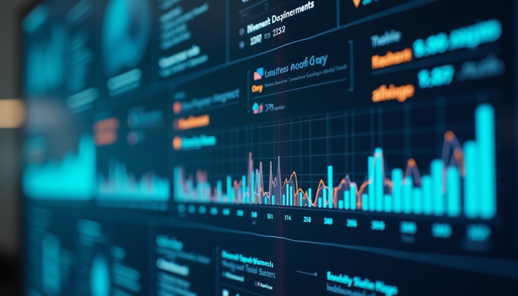 Eye-level view of a digital healthcare dashboard showing AI-driven project timelines and compliance alerts