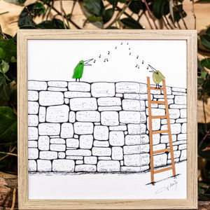 Mur en pierre avec échelle