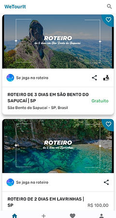 Tela do app Wetourit