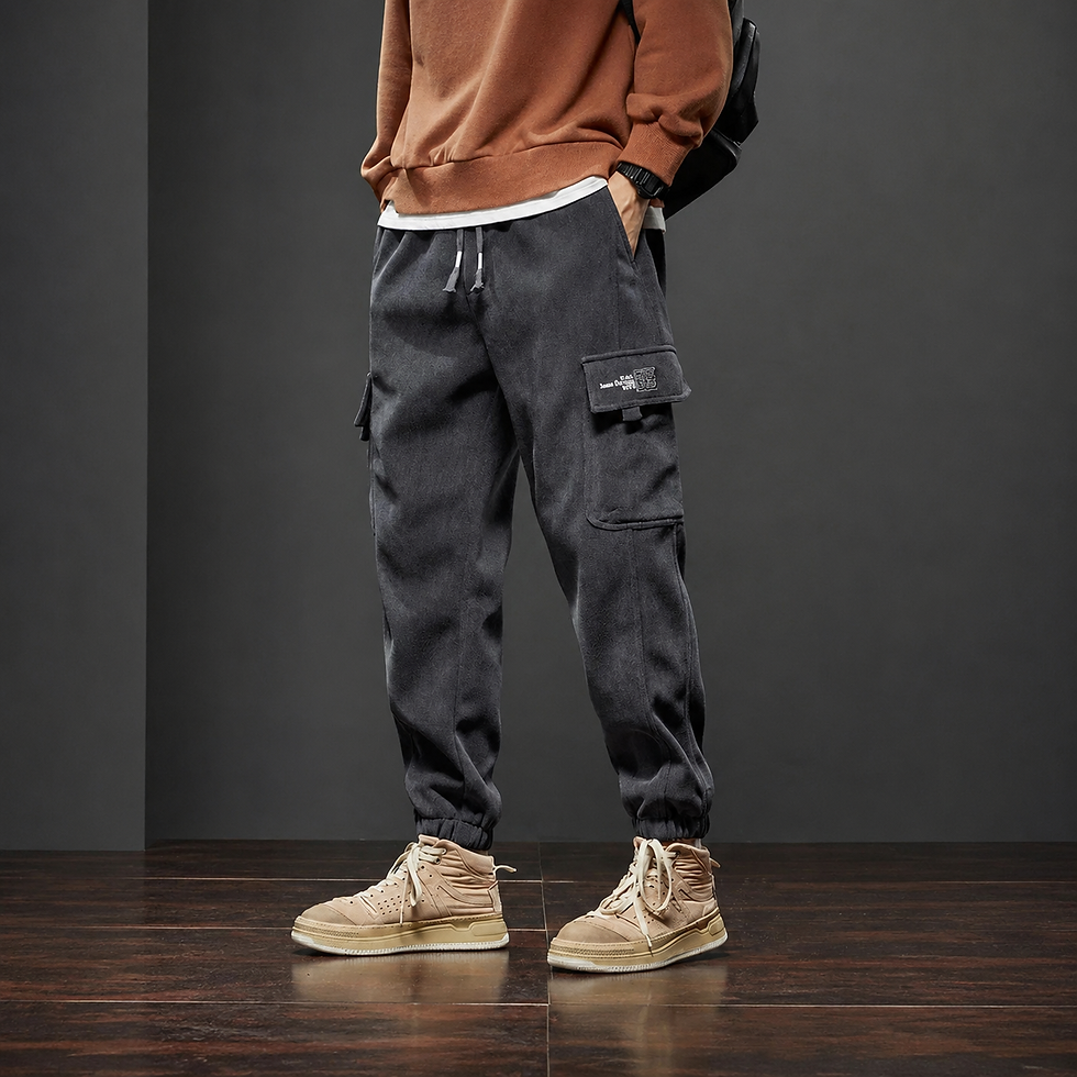 Thumbnail: Shadow Vault Cargo Joggers with utility cargo pockets, elastic cuffs, drawstring waist, and relaxed streetwear fit