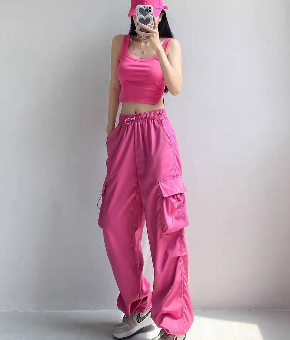 Thumbnail: VoidCore Parachute Cargo Pants with utility flap pockets, adjustable drawstring cuffs, and relaxed oversized fit
