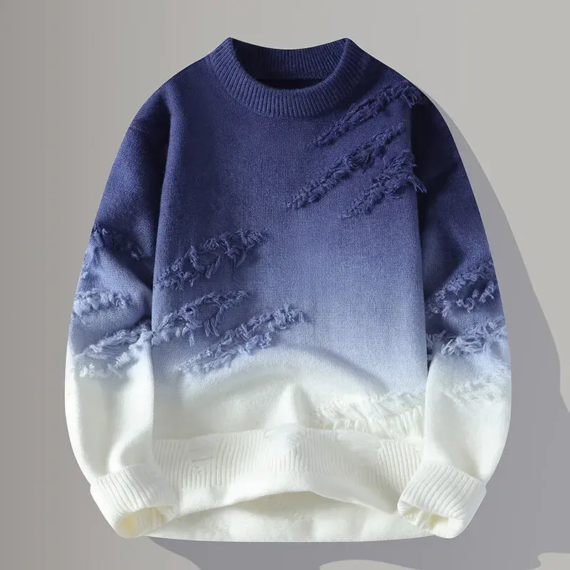 Distressed Ombre Knit Sweateshirt