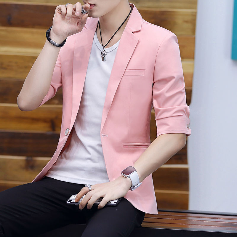 Thumbnail: Flash Edge Short Sleeve Blazer Jacket with tailored fit, open front, single-button closure, and notch lapel