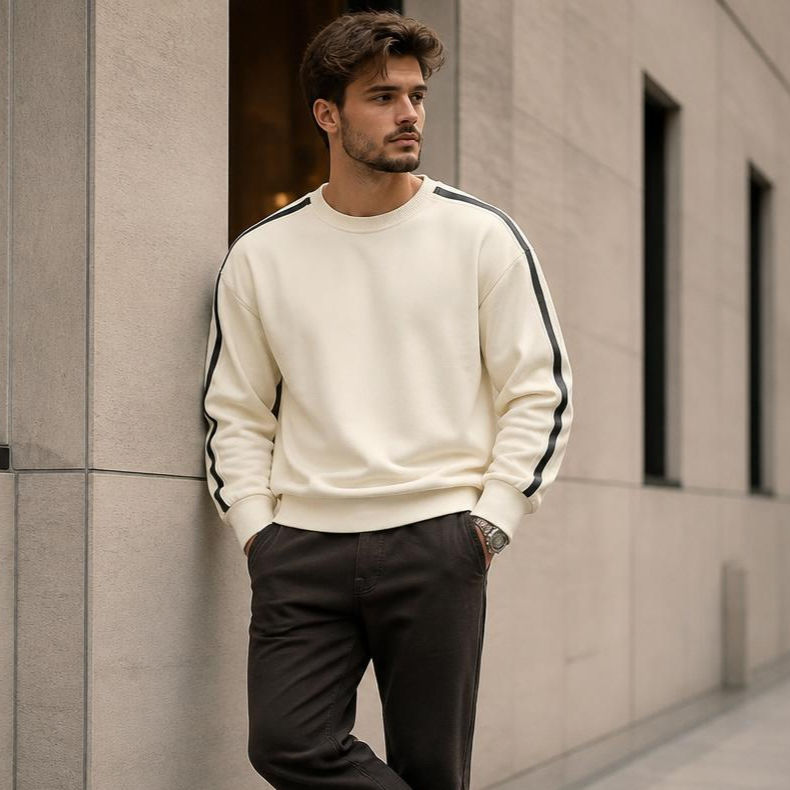 Thumbnail: Shadowline Mint Stripe Crewneck Sweatshirt with minimalist stripe accents and relaxed fit