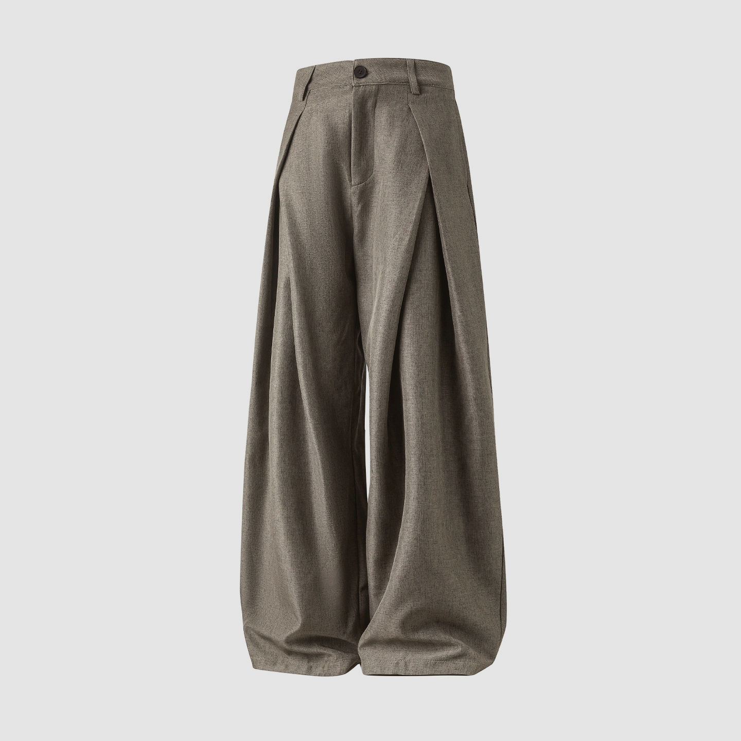 Arc Fold Wide-Leg Pleated Pants with sculpted pleats, relaxed fit, tailored waistband, and flowing wide-leg silhouette