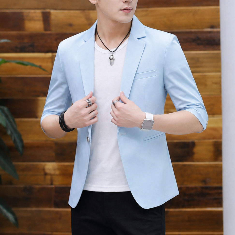 Thumbnail: Flash Edge Short Sleeve Blazer Jacket with tailored fit, open front, single-button closure, and notch lapel