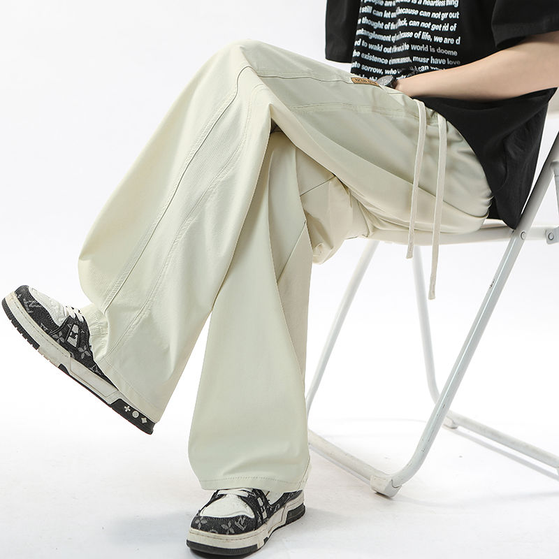 Thumbnail: Minimal Crinkle Wide-Leg Drawstring Pants with relaxed fit, adjustable waist, and flowing silhouette