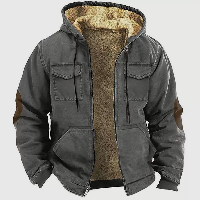 Thumbnail: Men's Sherpa Lined Utility Hooded Jacket with warm fleece lining and rugged outdoor design
