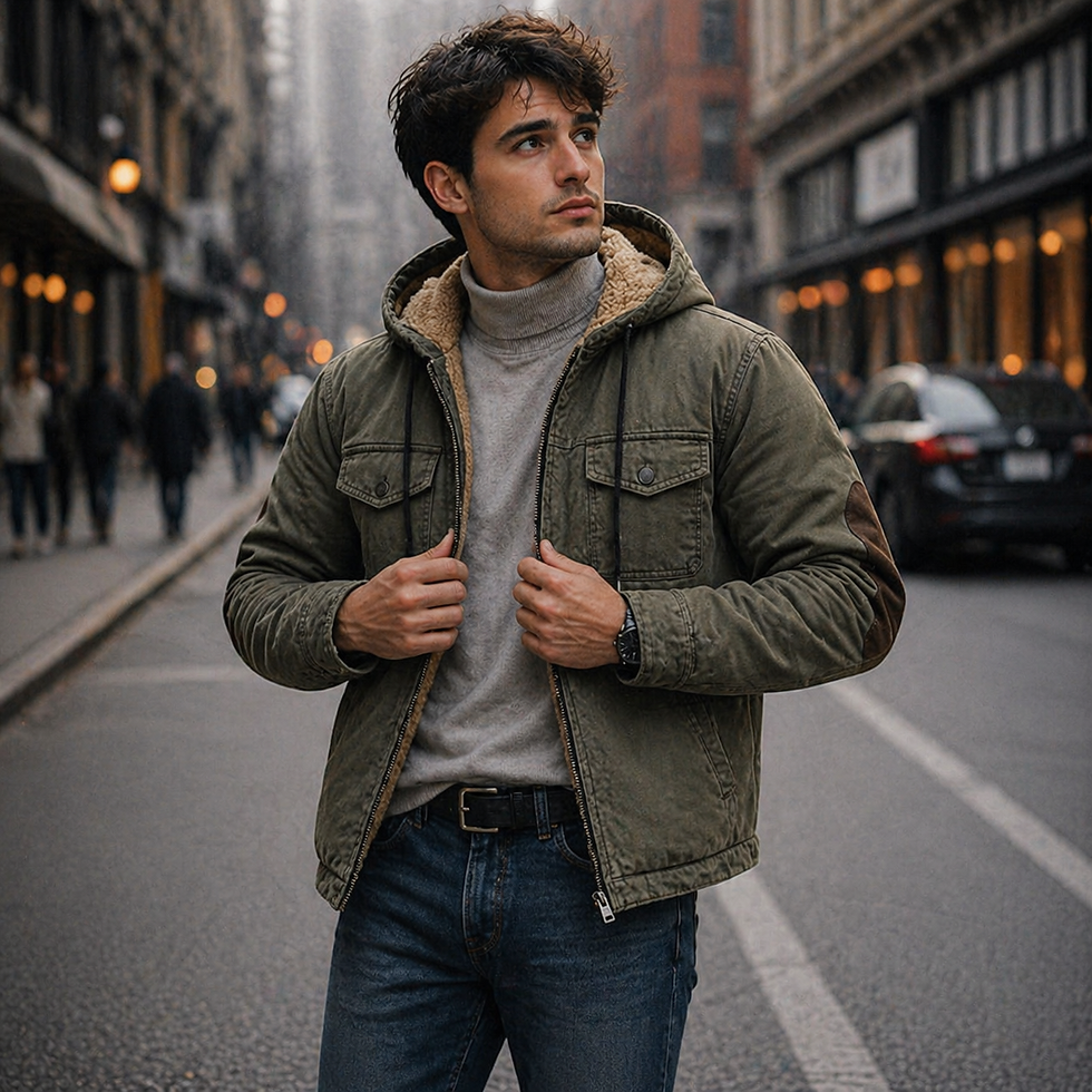 Thumbnail: Men's Sherpa Lined Utility Hooded Jacket with warm fleece lining and rugged outdoor design