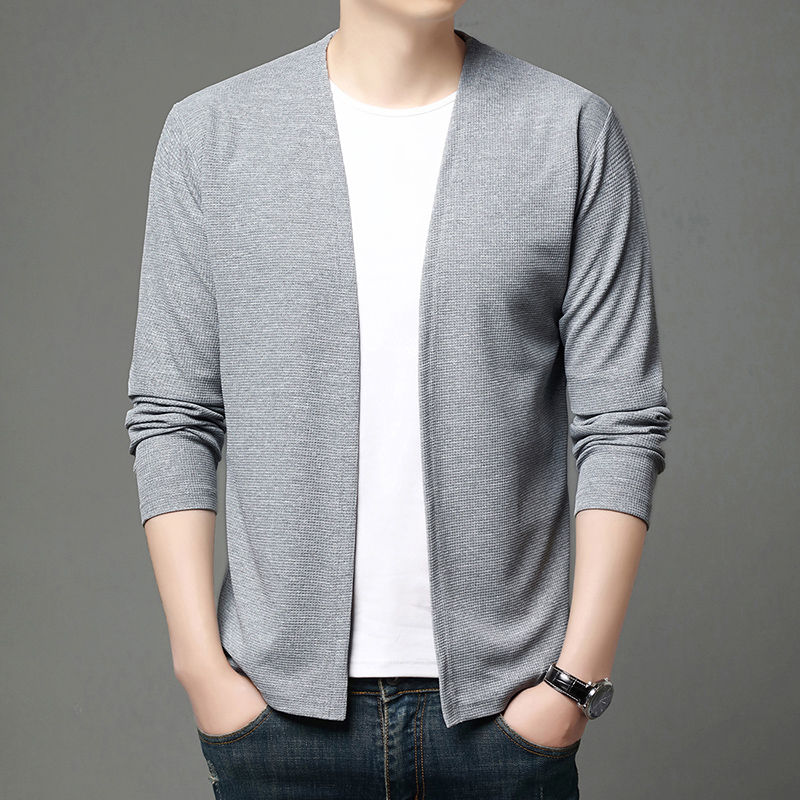 Thumbnail: Urban Ease Textured Open Cardigan Jacket with minimalist open-front design and lightweight textured fabric