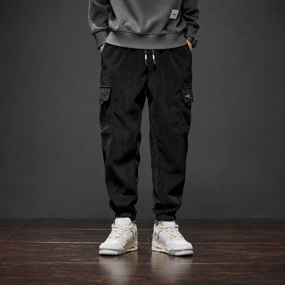 Thumbnail: Shadow Vault Cargo Joggers with utility cargo pockets, elastic cuffs, drawstring waist, and relaxed streetwear fit