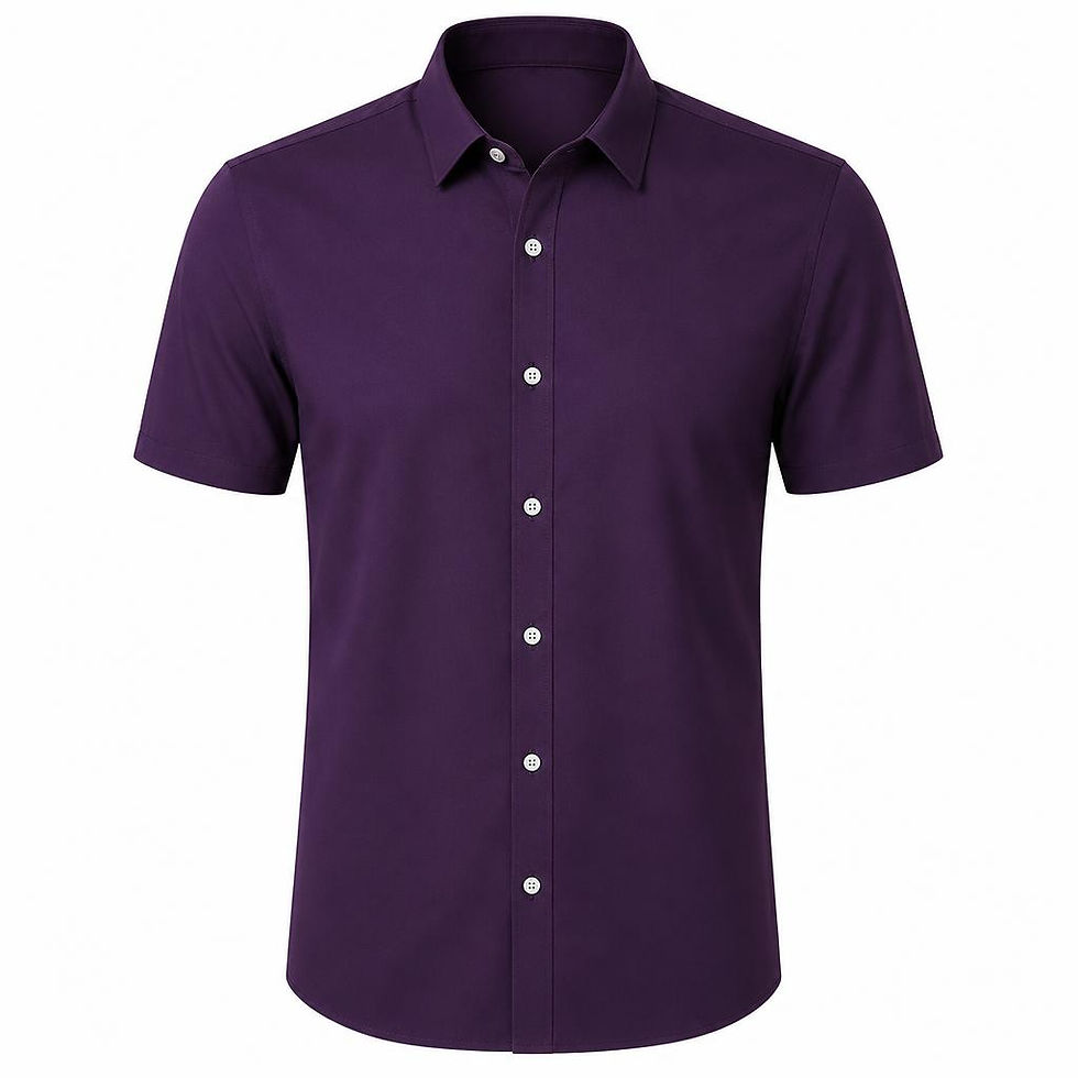 Thumbnail: Executive Micro-Texture Short Sleeve Button-Up Shirt with modern tailored fit and professional style