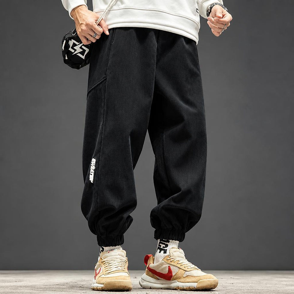 Thumbnail: Vintage Corduroy Cargo Jogger Pants with relaxed fit, elastic cuffs, and comfortable everyday design