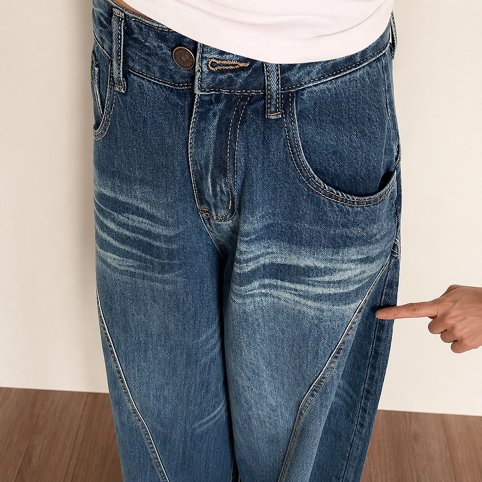 Thumbnail: Drift Arc Barrel Wide-Leg Jeans with premium denim, vintage wash, and relaxed oversized barrel-leg fit
