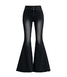 Nova Flare Bell-Bottom Jeans with vintage washed denim, slim fit, and dramatic flared leg silhouette