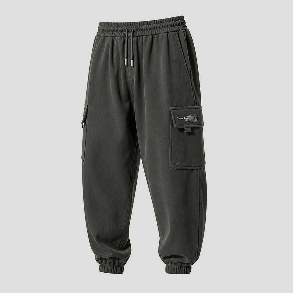 Shadow Vault Cargo Joggers with utility cargo pockets, elastic cuffs, drawstring waist, and relaxed streetwear fit