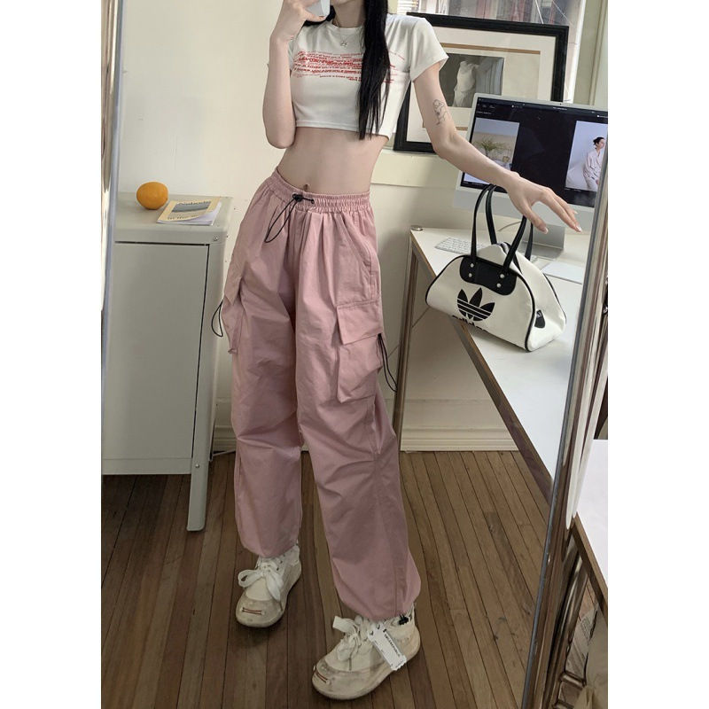 Thumbnail: VoidCore Parachute Cargo Pants with utility flap pockets, adjustable drawstring cuffs, and relaxed oversized fit
