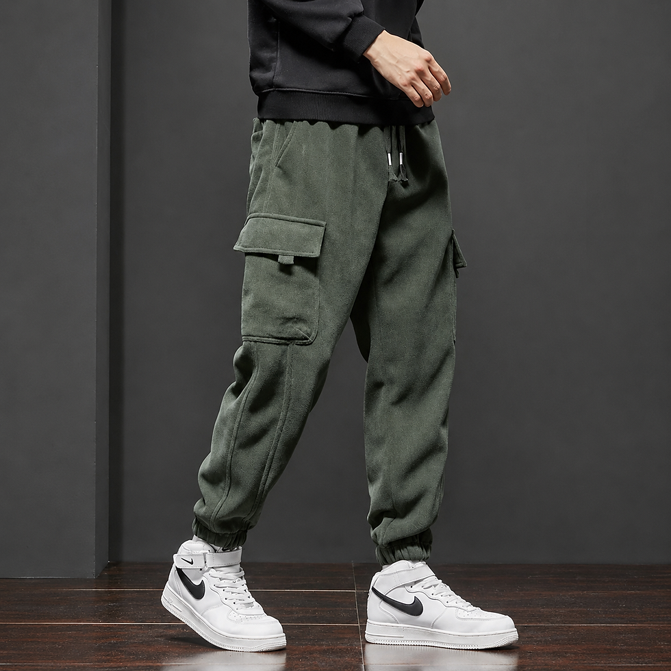 Thumbnail: Shadow Vault Cargo Joggers with utility cargo pockets, elastic cuffs, drawstring waist, and relaxed streetwear fit