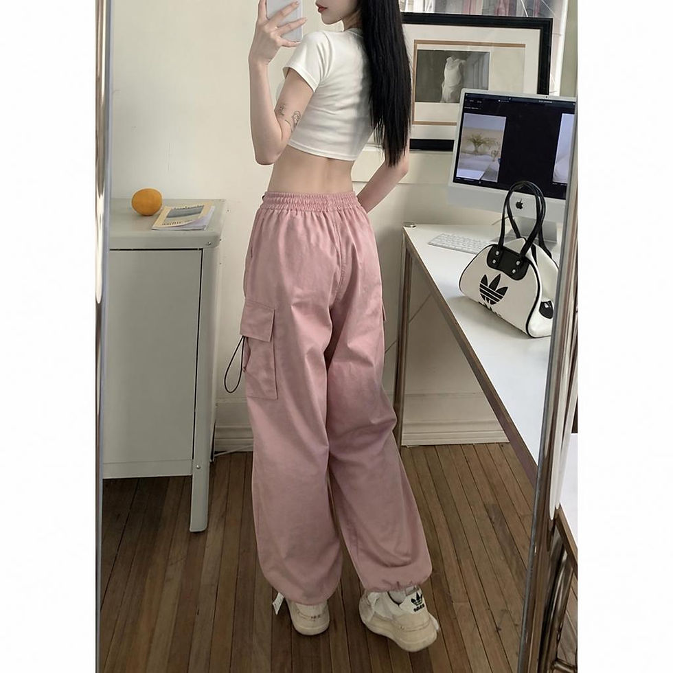Thumbnail: VoidCore Parachute Cargo Pants with utility flap pockets, adjustable drawstring cuffs, and relaxed oversized fit