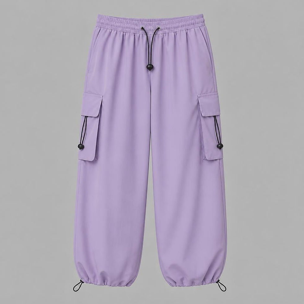 Thumbnail: VoidCore Parachute Cargo Pants with utility flap pockets, adjustable drawstring cuffs, and relaxed oversized fit