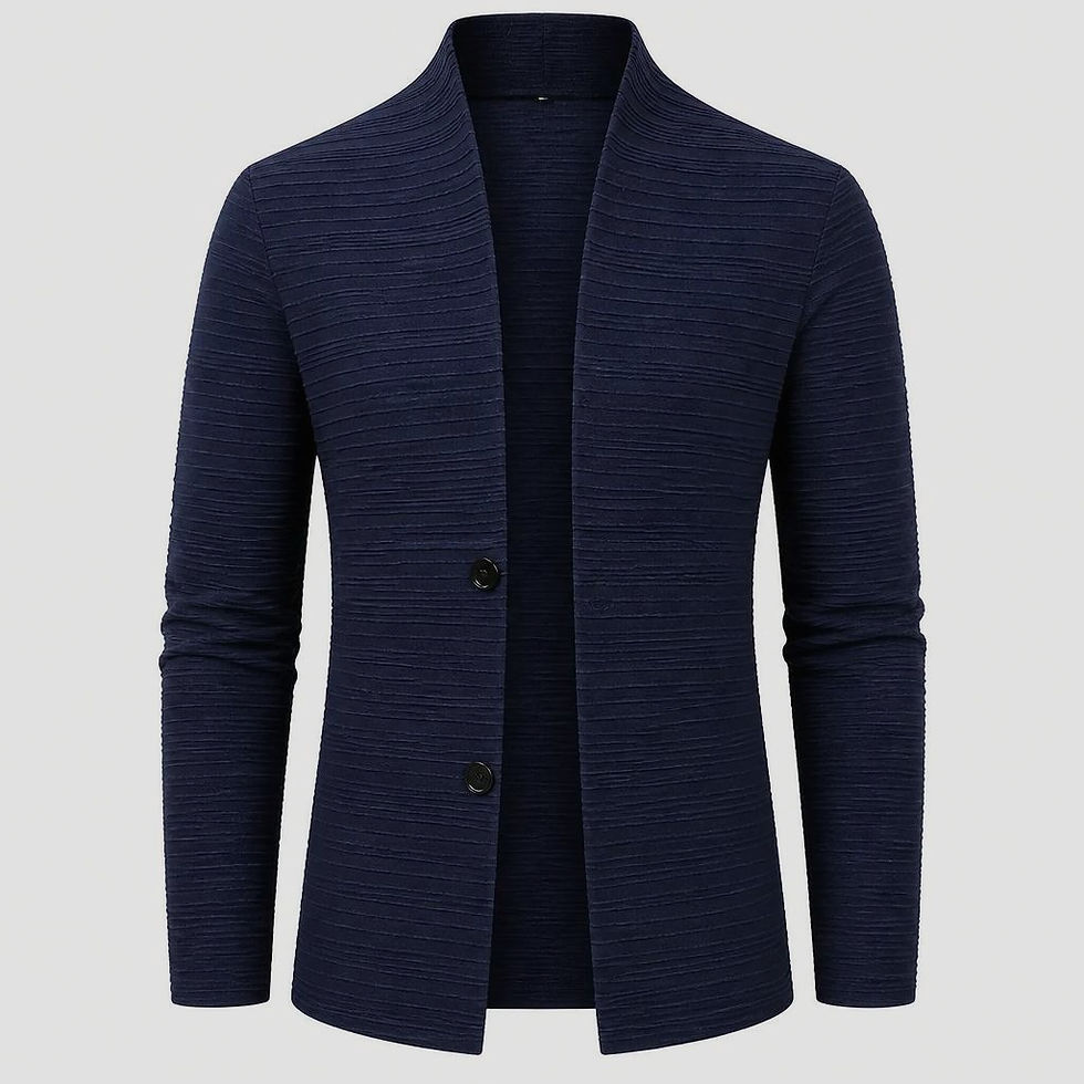 Thumbnail: Night Pulse Ribbed Knit Cardigan Jacket with ribbed texture, shawl collar, button closure, and slim fit