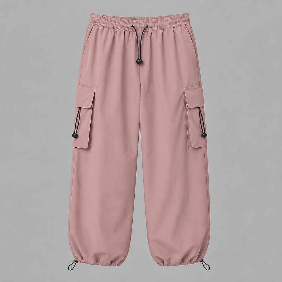 Thumbnail: VoidCore Parachute Cargo Pants with utility flap pockets, adjustable drawstring cuffs, and relaxed oversized fit
