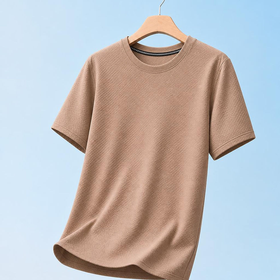 Everyday Micro Rib Crewneck Casual T-Shirt with textured knit fabric and comfortable fit