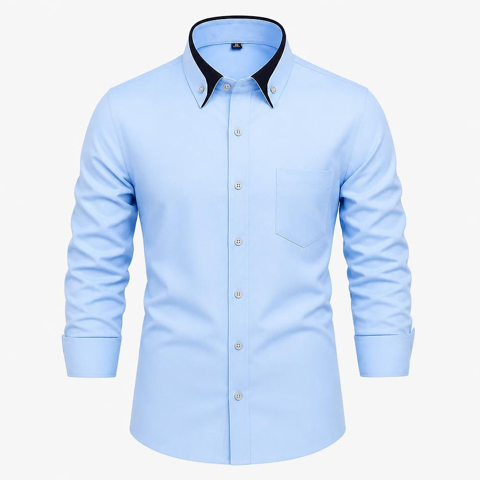 Premium Contrast Trim Long Sleeve Shirt with contrast collar detail and modern tailored fit