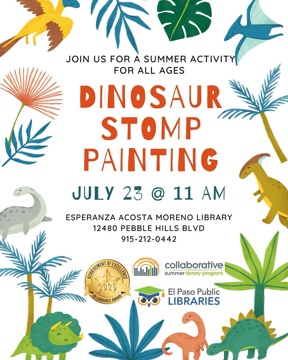 "Dinosaur Stomp" at Moreno Library, Thursday, July 23