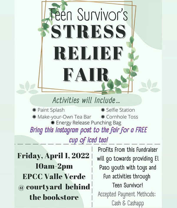 Teen Survivor's Stress Relief Fair on April 1