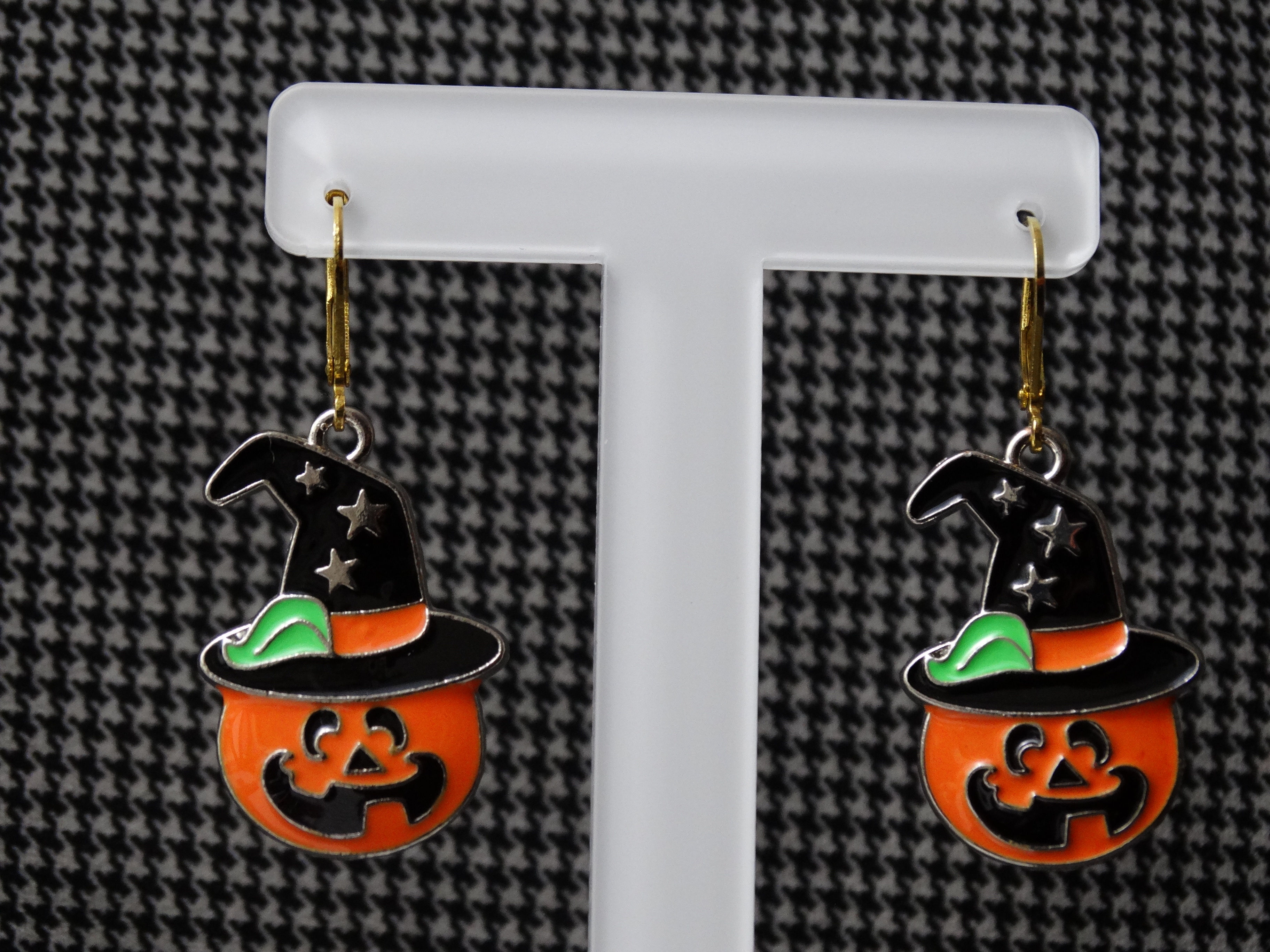 Jack-o-Lantern Witch Earrings
