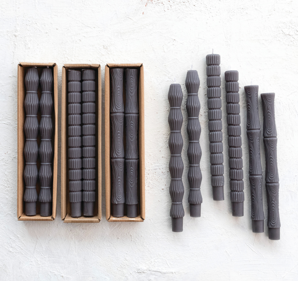 Charcoal Sculpted Taper Candles
