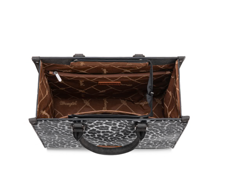 Thumbnail: Wrangler Leopard Print Wide Tote Bag/Crossbody, Black