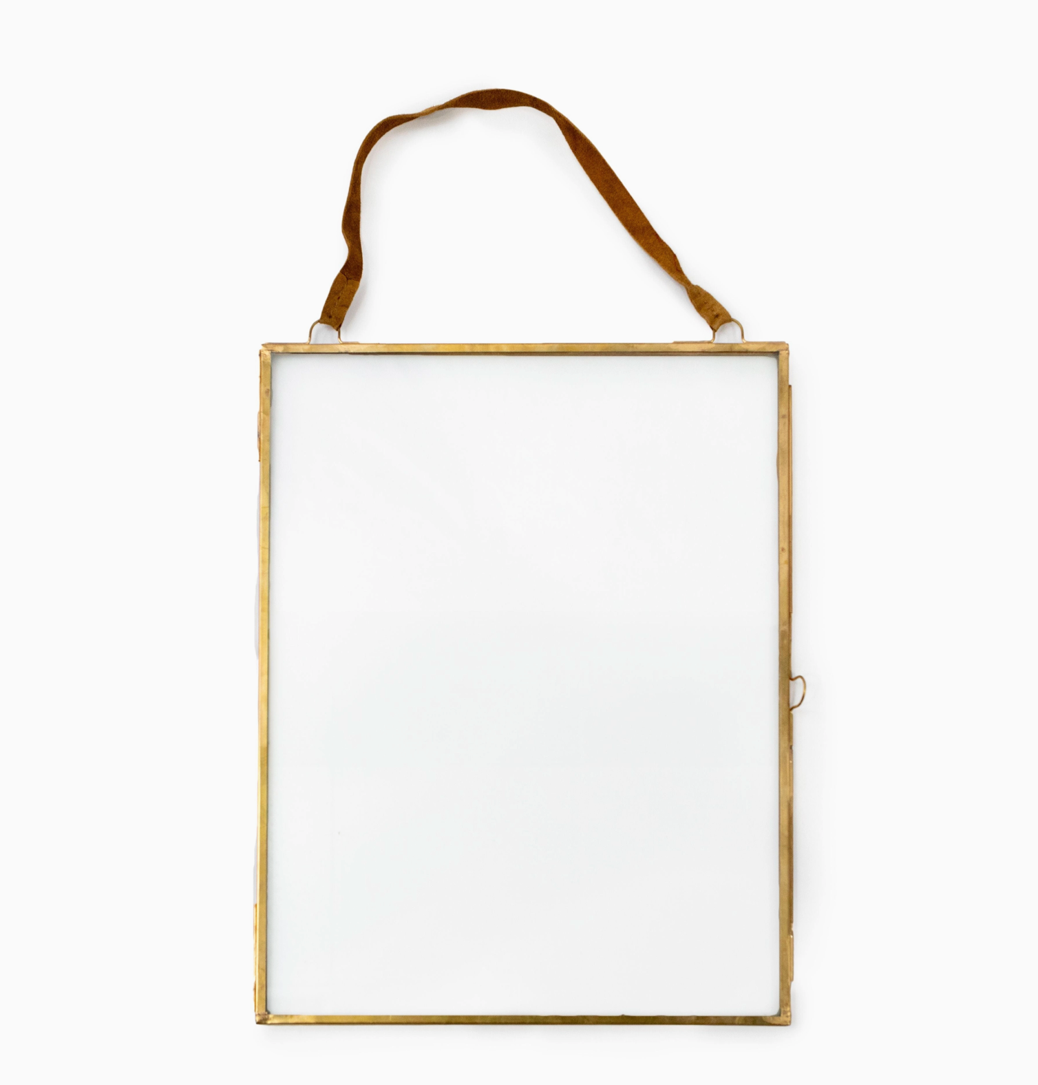 Vertical Glass Brass Hanging Picture Frame W/Suede - 14.5" X 19"