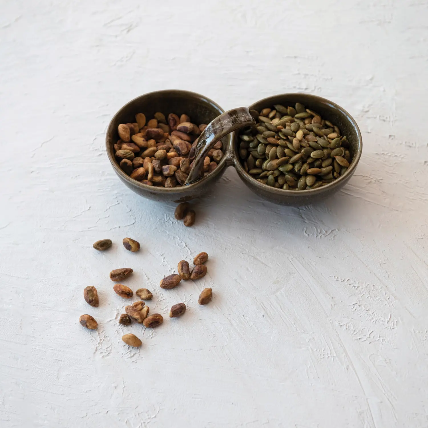 Stoneware 2-Section Dish with Handle