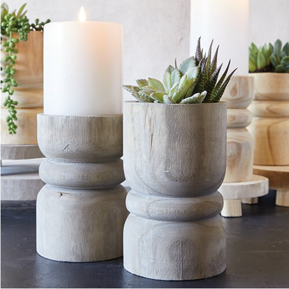 Succulent/Candle Pillars - Gray