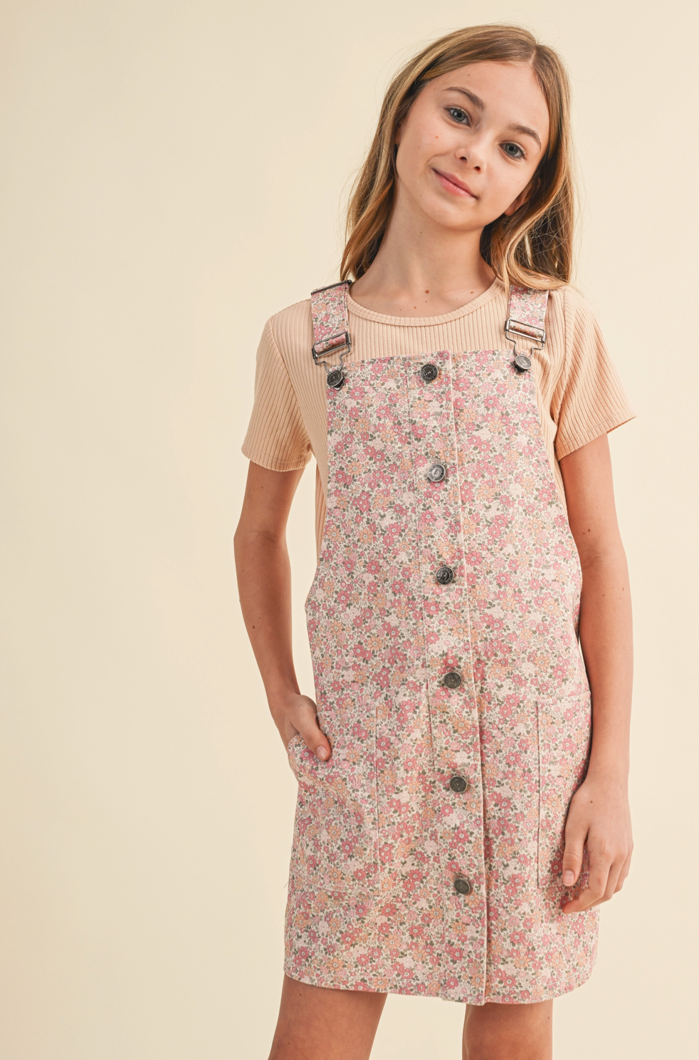 Girls Floral Overall Dress