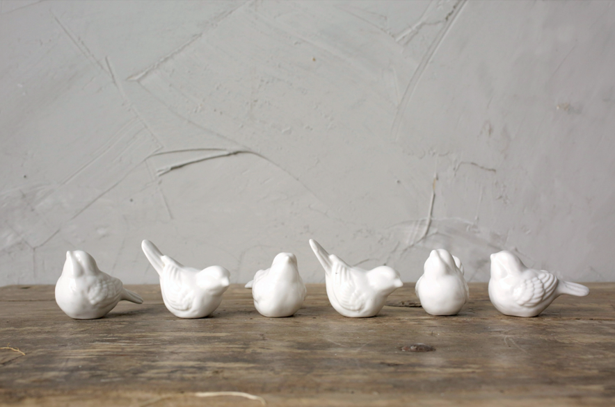 Set of 6 Ceramic Birds