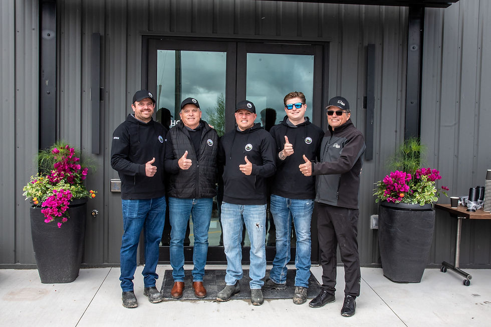 Two Generations of the Van Osch Farms Left to Right: Brendon, Fred (Brendon's Dad), Kurt, Jaron, and Gerald (Fred's brother and Kurt and Jaron's Dad)