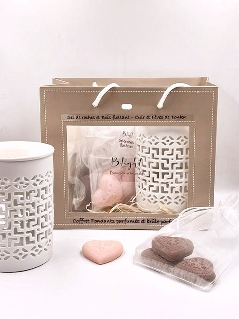 Coffret  fondants parfumés Sel de roches et Bois flottant & Cuir et FèvesTonka